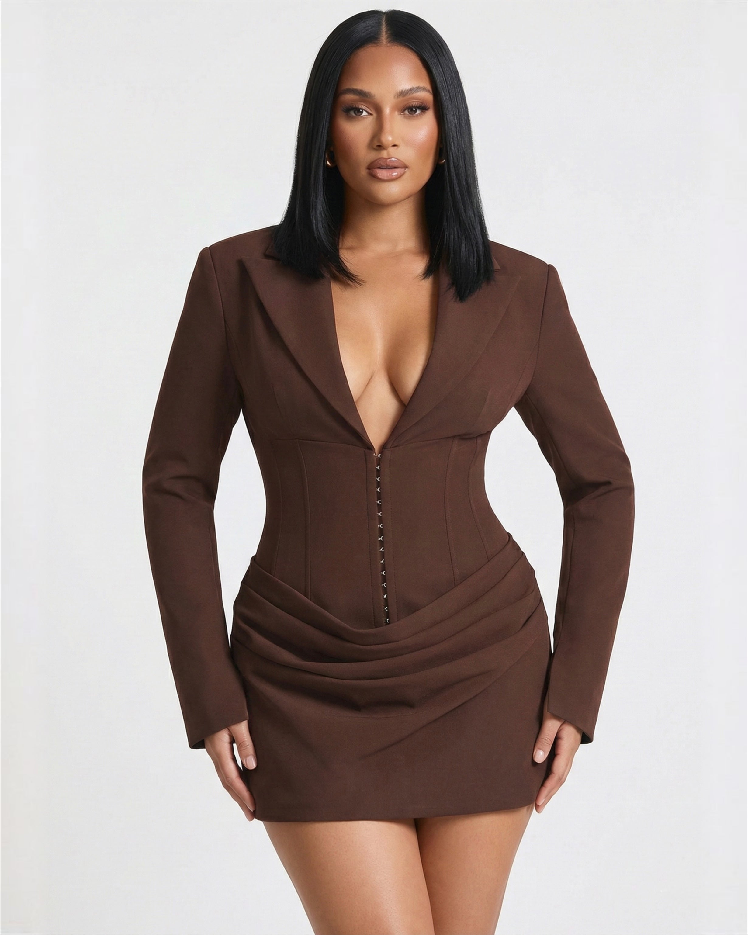 Full Size Blazer-Style Long Sleeve Mini Dress Plus Size –  THEPASSIONJONESZ.COM