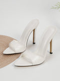Women Crocodile Embossed Stiletto Heeled Mule Sandals, Fashion Summer Heeled Sandals