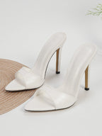 Women Crocodile Embossed Stiletto Heeled Mule Sandals, Fashion Summer Heeled Sandals