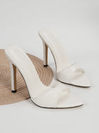 Women Crocodile Embossed Stiletto Heeled Mule Sandals, Fashion Summer Heeled Sandals