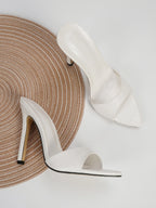 Women Crocodile Embossed Stiletto Heeled Mule Sandals, Fashion Summer Heeled Sandals