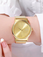 Mesh Strap Round Pointer Quartz Watch As A Gift For Students Returning To School