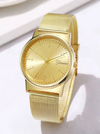 Mesh Strap Round Pointer Quartz Watch As A Gift For Students Returning To School