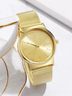 Mesh Strap Round Pointer Quartz Watch As A Gift For Students Returning To School