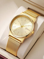Mesh Strap Round Pointer Quartz Watch As A Gift For Students Returning To School