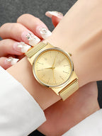 Mesh Strap Round Pointer Quartz Watch As A Gift For Students Returning To School