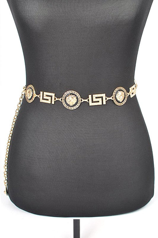 Plus Size Lion Emblem Iconic Chain Belt