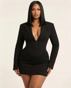 Full Size Blazer-Style Long Sleeve Mini Dress Plus Size