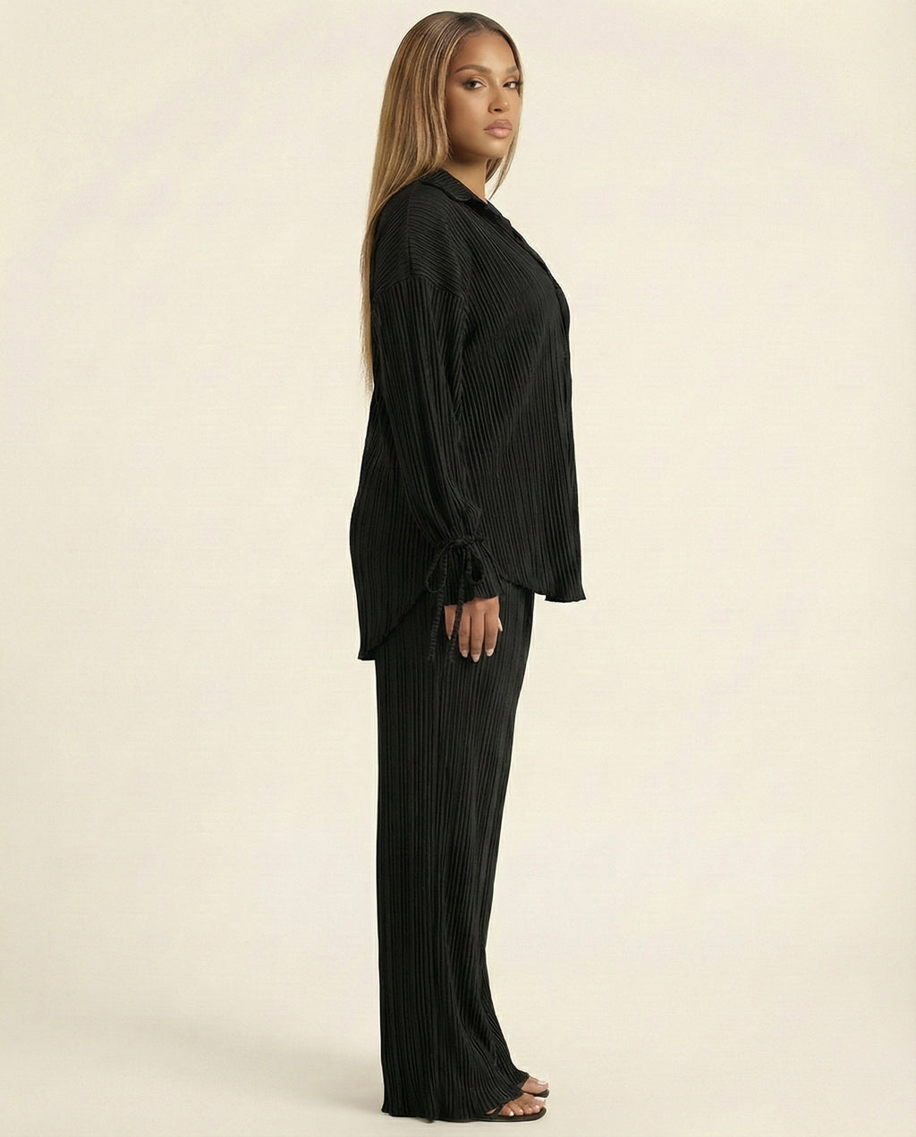 Button Up Long Sleeve Top and Pants Set