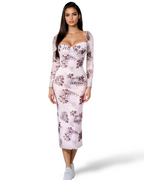 Light Pink Stretch Floral Maxi Dress