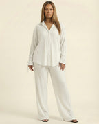 Button Up Long Sleeve Top and Pants Set