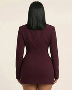 Full Size Blazer-Style Long Sleeve Mini Dress Plus Size