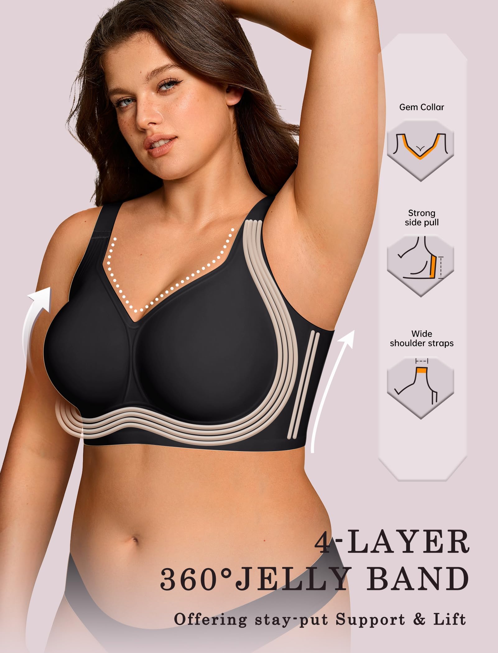 OEAK Womens Wireless Jelly Bra