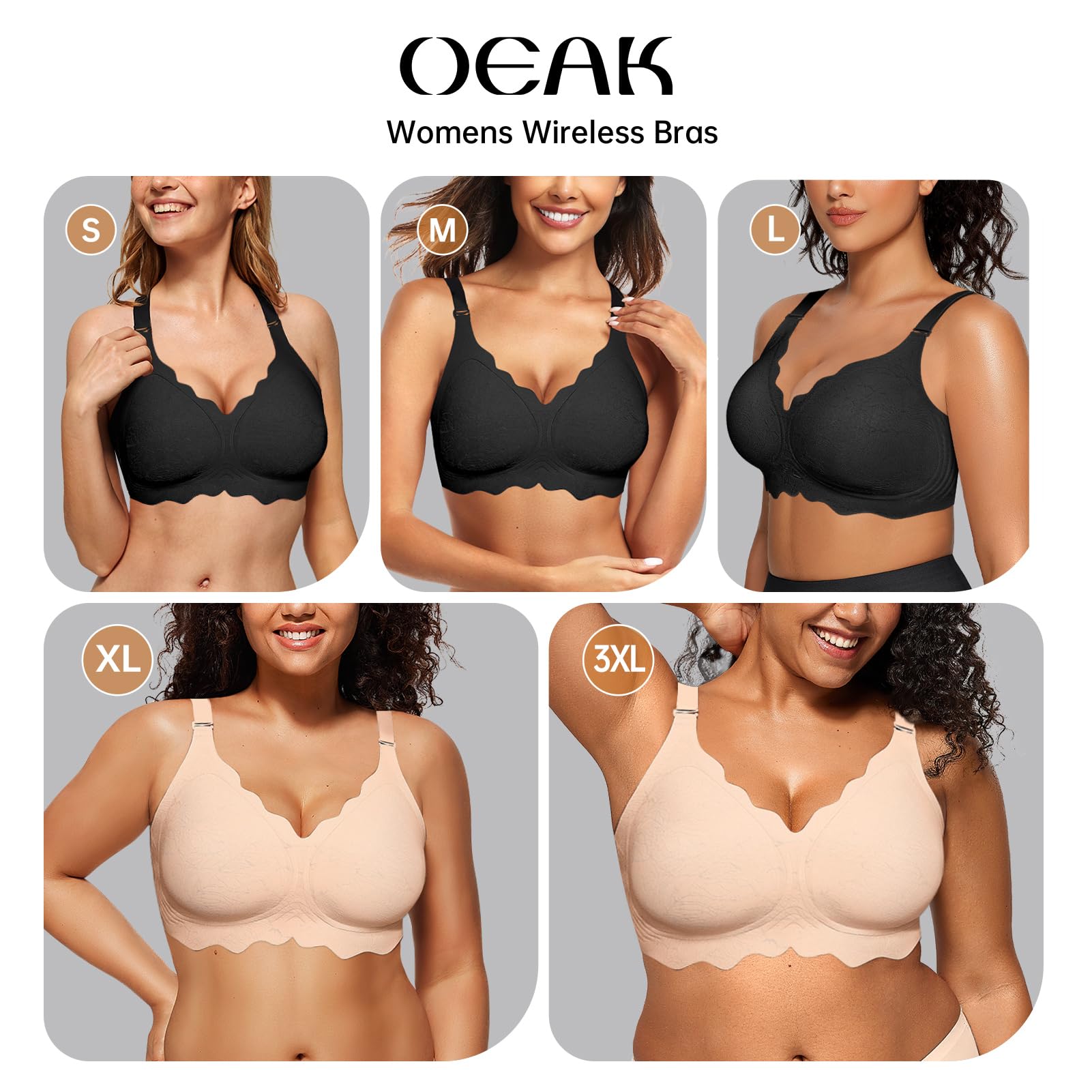 OEAK Scalloped Push Up Buttery Soft Tshirt Bra