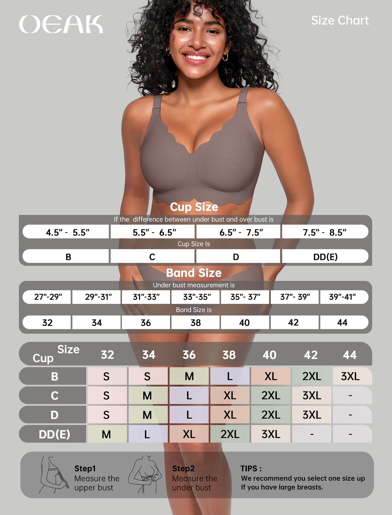 OEAK Scalloped Push Up Buttery Soft Tshirt Bra