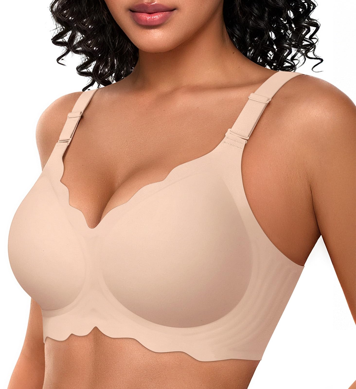 OEAK Scalloped Push Up Buttery Soft Tshirt Bra