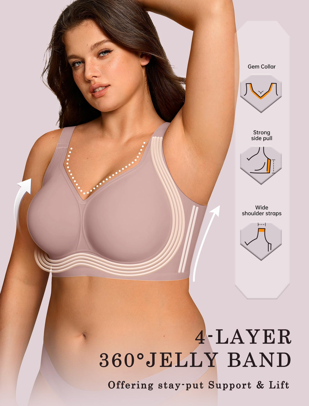 OEAK Womens Wireless Jelly Bra