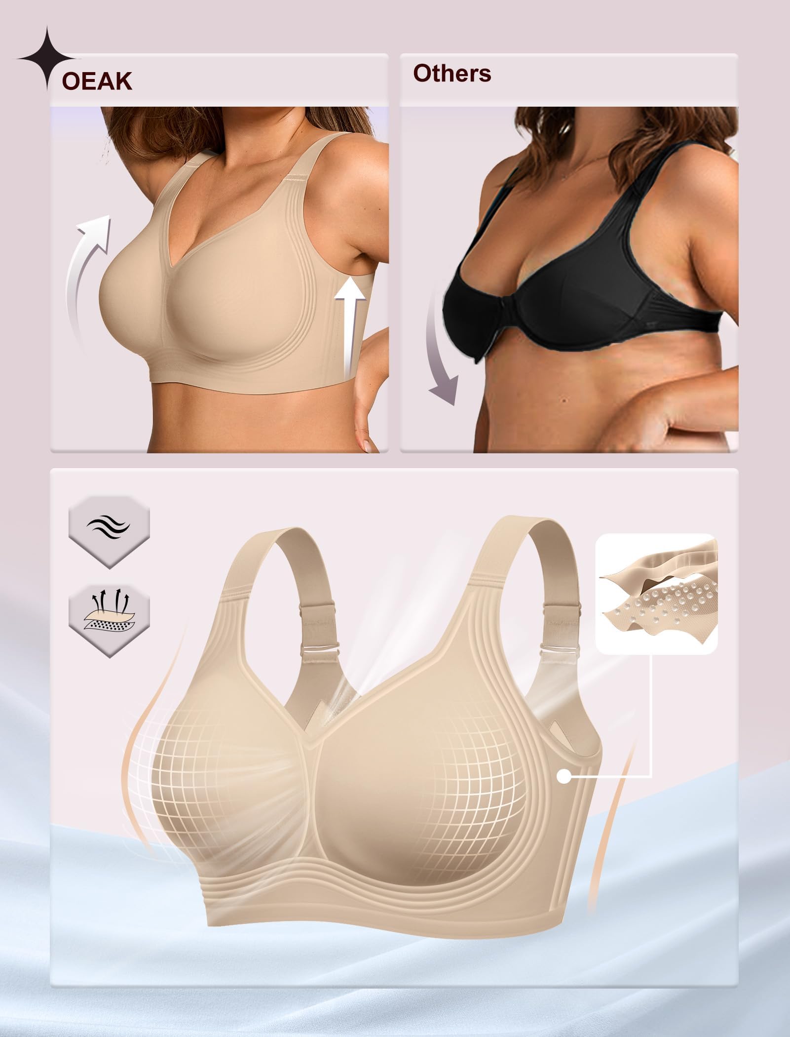 OEAK Womens Wireless Jelly Bra