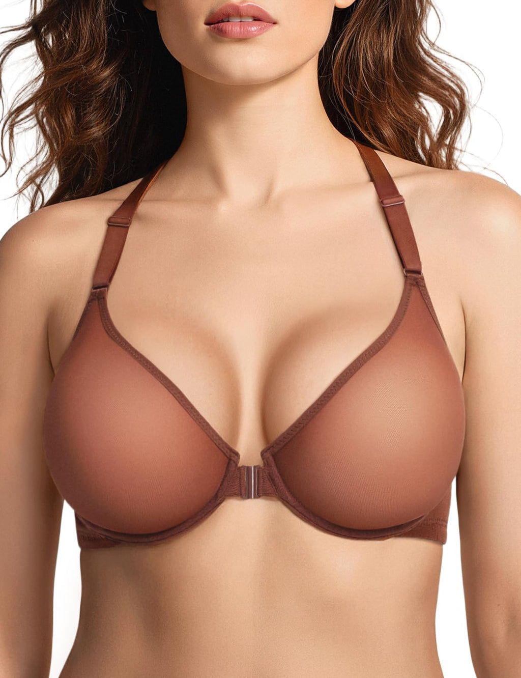 Mesh Front Closure Plunge Bra