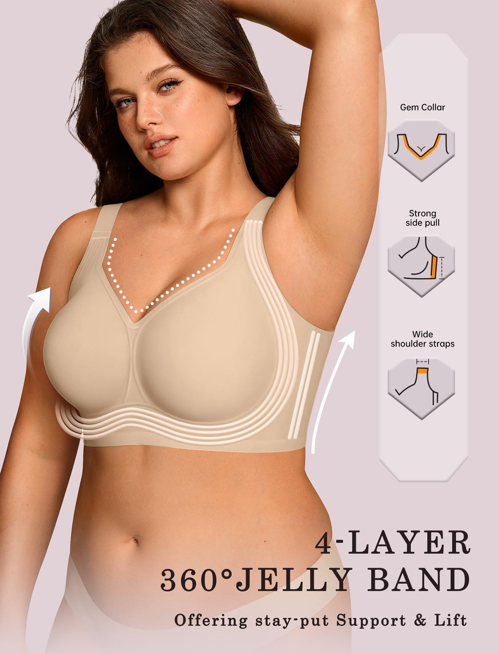 OEAK Womens Wireless Jelly Bra