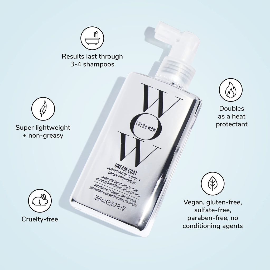 COLOR WOW Dream Coat Supernatural Spray – Keep Your Hair Frizz-Free and Shiny No Matter the Weather with Award-Winning Anti-Humidity Treatment