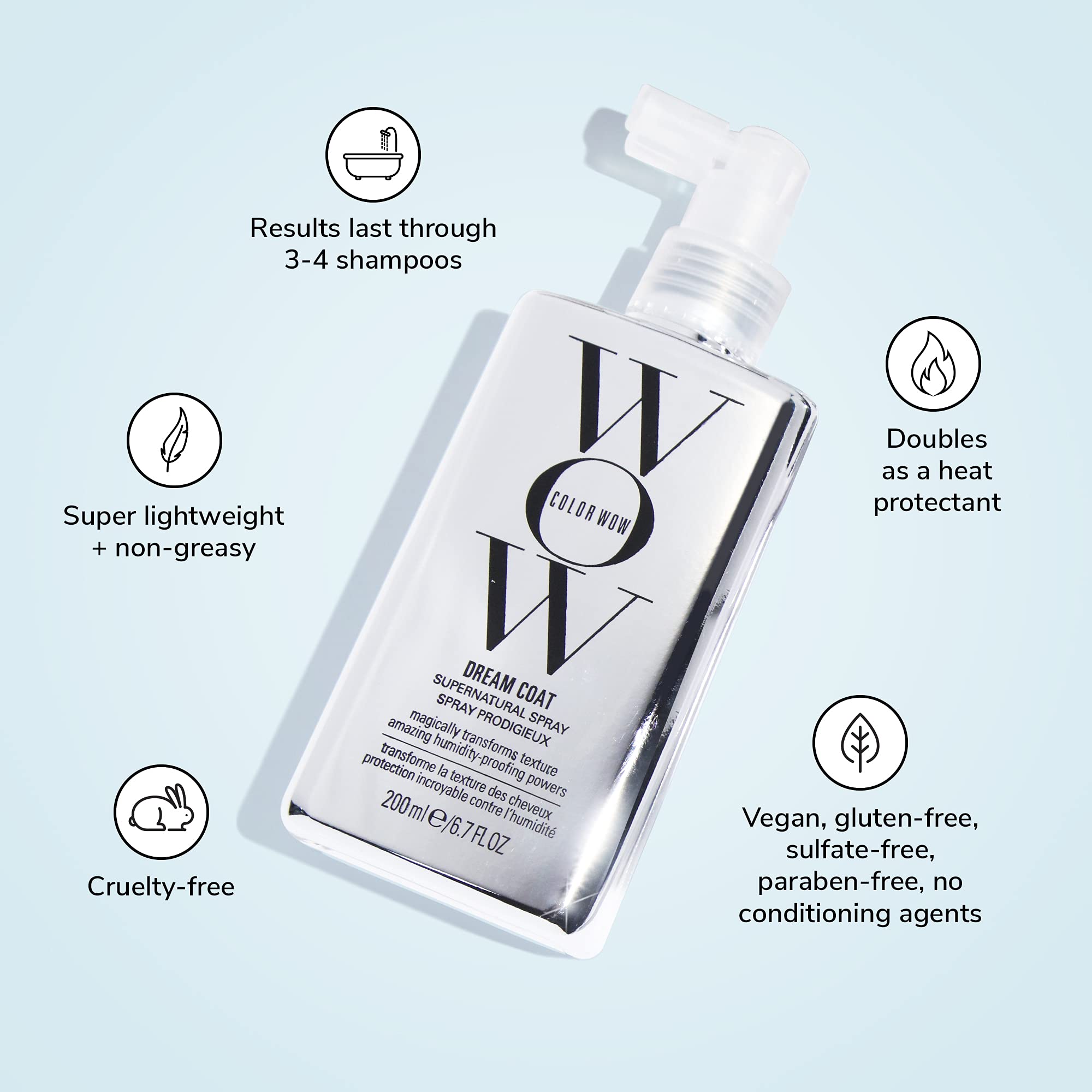 COLOR WOW Dream Coat Supernatural Spray – Keep Your Hair Frizz-Free and Shiny No Matter the Weather with Award-Winning Anti-Humidity Treatment