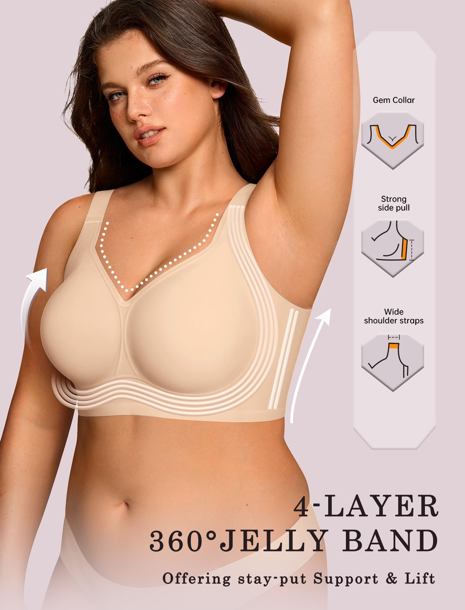 OEAK Womens Wireless Jelly Bra