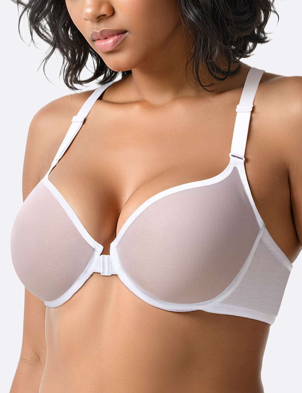 Mesh Front Closure Plunge Bra