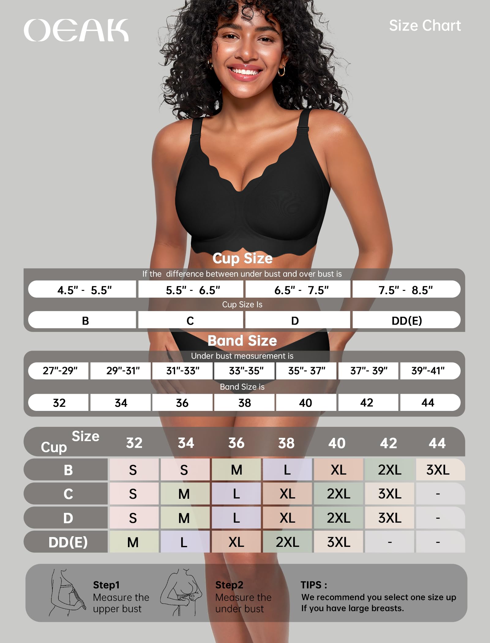 OEAK Scalloped Push Up Buttery Soft Tshirt Bra