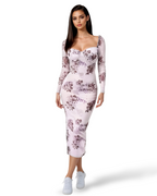 Light Pink Stretch Floral Maxi Dress