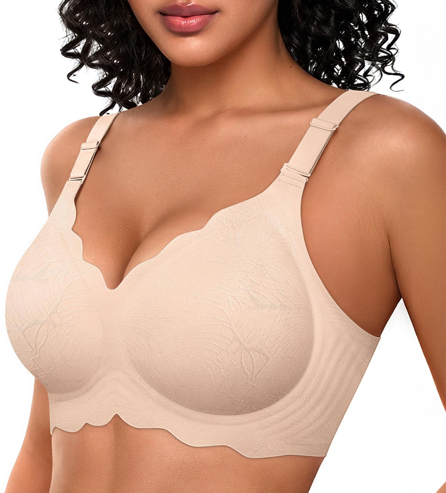 OEAK Scalloped Push Up Buttery Soft Tshirt Bra