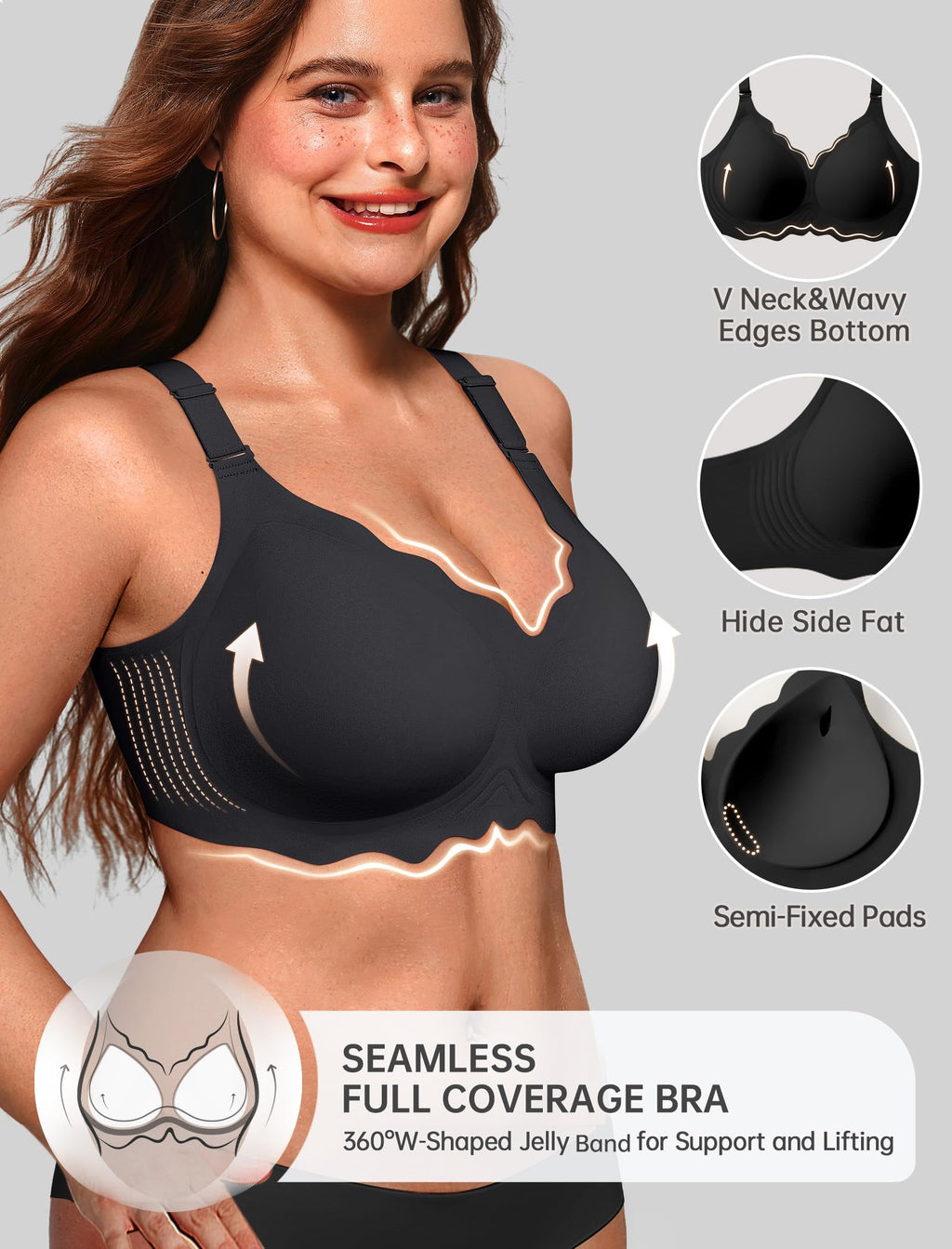 OEAK Scalloped Push Up Buttery Soft Tshirt Bra
