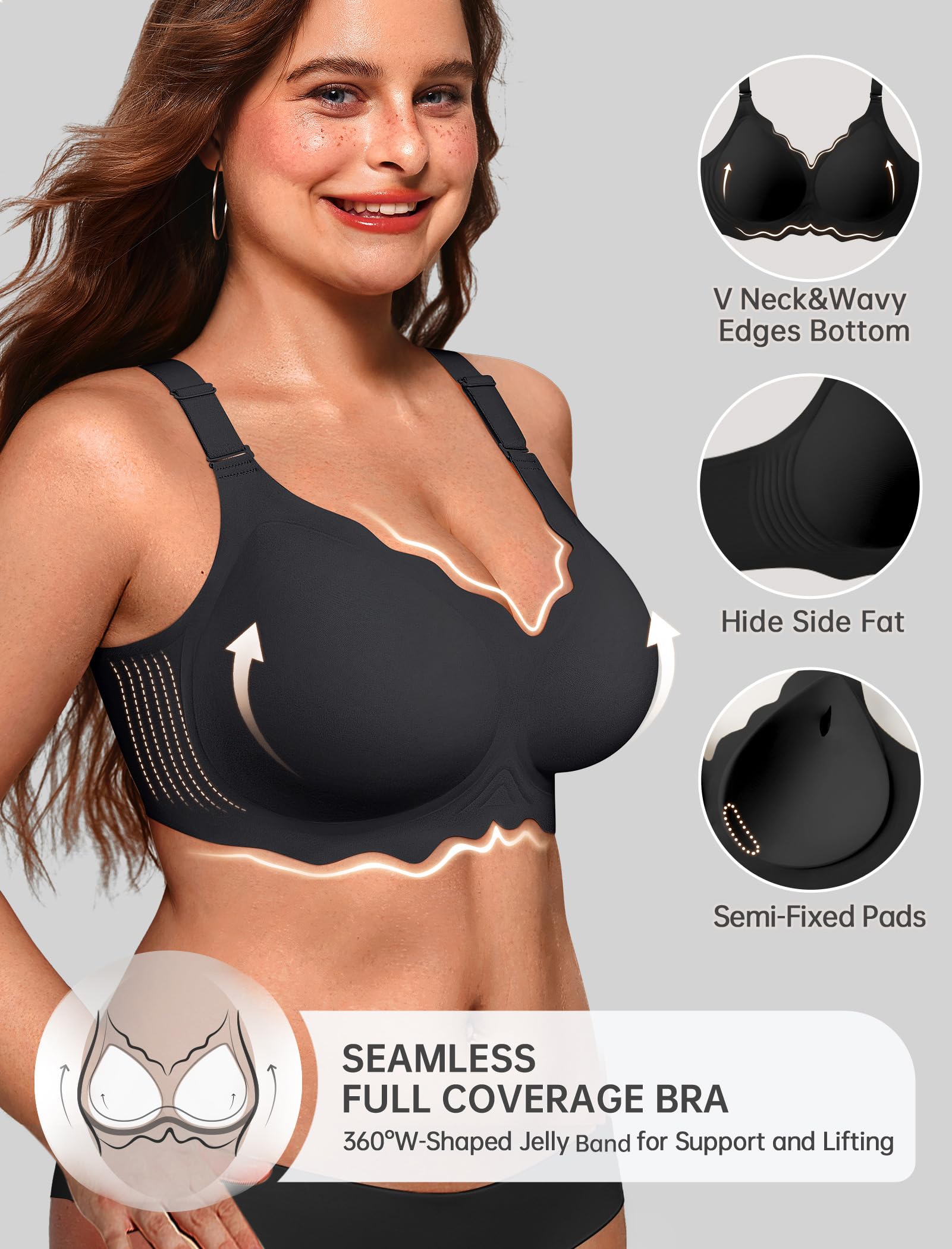 OEAK Scalloped Push Up Buttery Soft Tshirt Bra