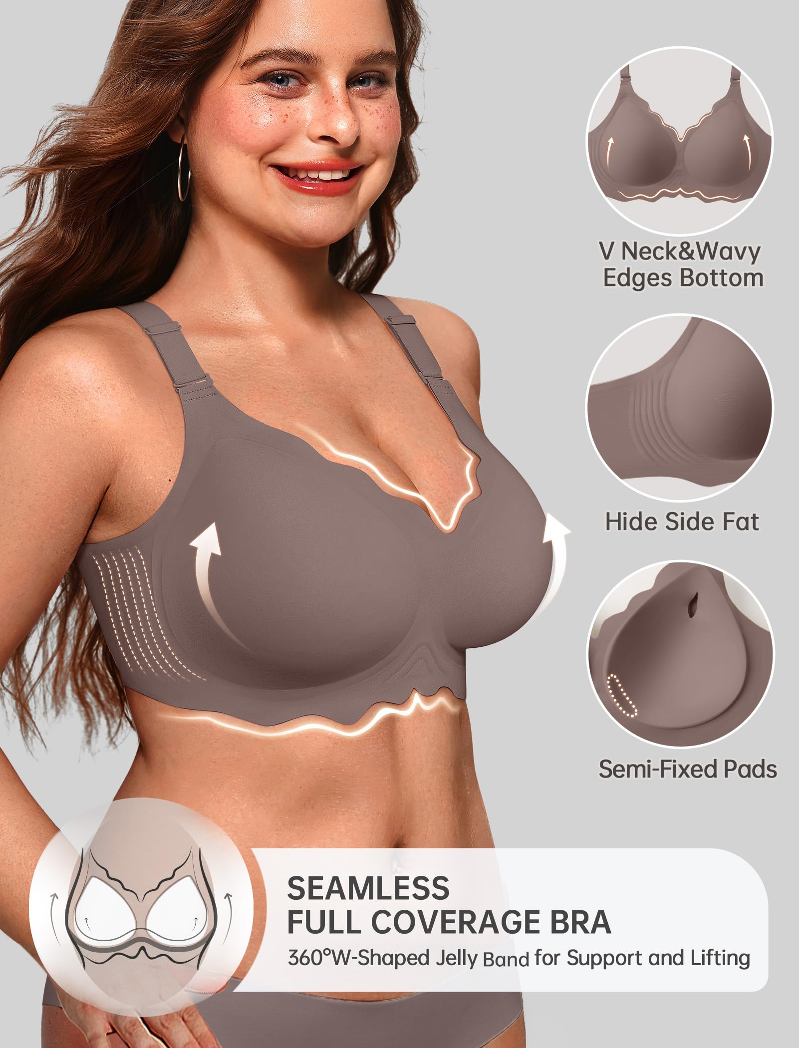 OEAK Scalloped Push Up Buttery Soft Tshirt Bra