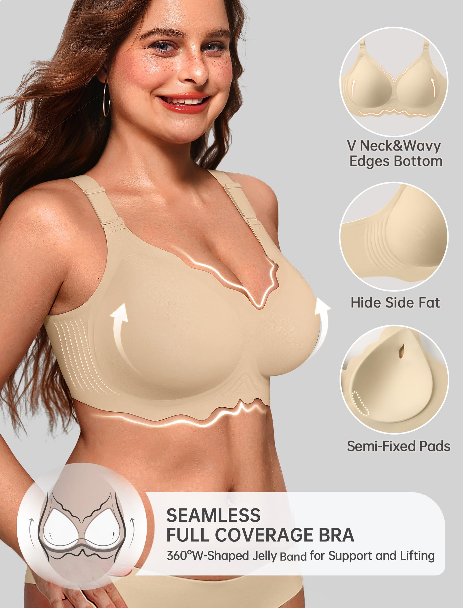 OEAK Scalloped Push Up Buttery Soft Tshirt Bra