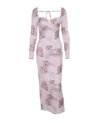 Light Pink Stretch Floral Maxi Dress