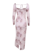 Light Pink Stretch Floral Maxi Dress