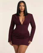 Full Size Blazer-Style Long Sleeve Mini Dress Plus Size