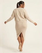 Full Size Slit Square Neck Dress and Outerwear Set Plus Size