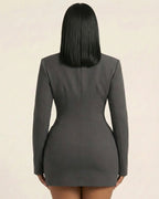 Full Size Blazer-Style Long Sleeve Mini Dress Plus Size
