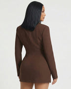 Full Size Blazer-Style Long Sleeve Mini Dress Plus Size