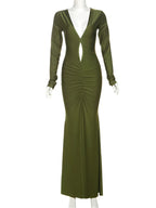 Sexy Full Sleeve Stretch Body Shaping Evening Maxi Dress