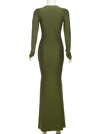 Sexy Full Sleeve Stretch Body Shaping Evening Maxi Dress