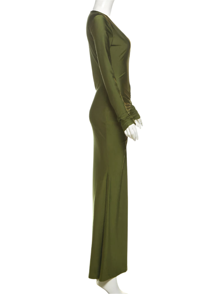Sexy Full Sleeve Stretch Body Shaping Evening Maxi Dress