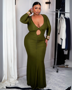 Sexy Full Sleeve Stretch Body Shaping Evening Maxi Dress