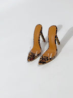 Women Crocodile Embossed Stiletto Heeled Mule Sandals, Fashion Summer Heeled Sandals